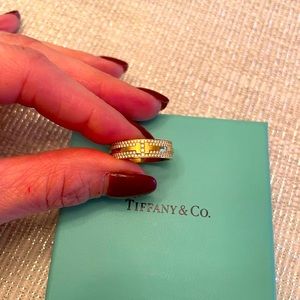 Tiffany T wide pave diamond ring. 18k gold
